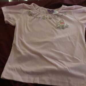 Winnie the Pooh pink girls 14-16 embroidery flowers and Pooh smelling a flower